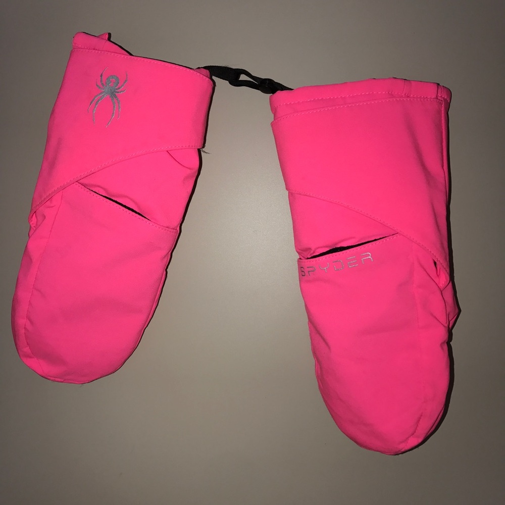 KIDS GIRLS PINK SPYDER MITTEN GLOVES M/L
